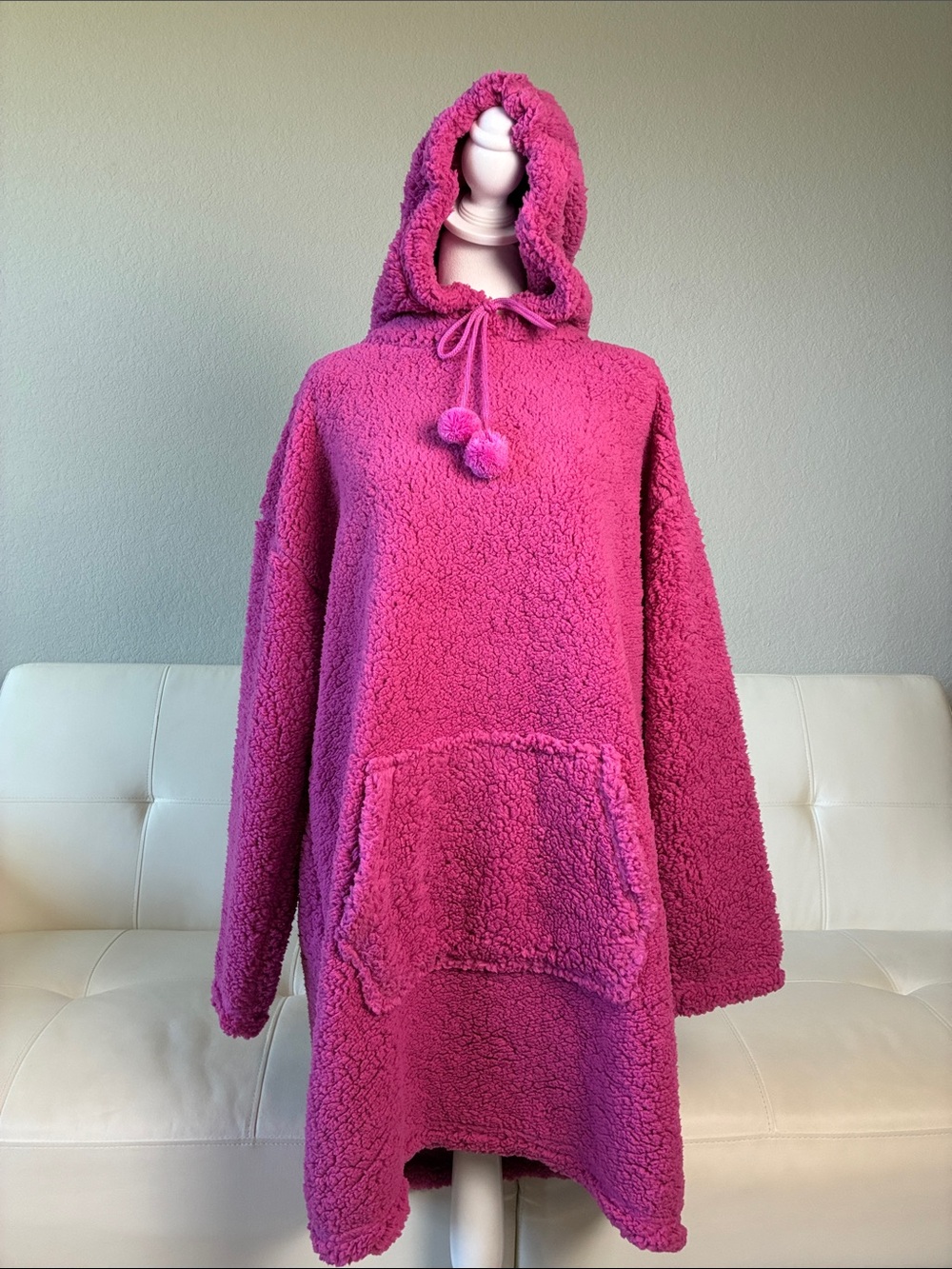 Cozy Plush Teddy Hooded Jacket in Hot Pink